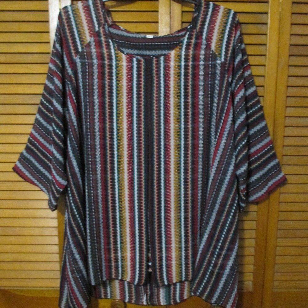 Cato Boho Flowy top vertical stripes attached tank lightweight like new size 26W